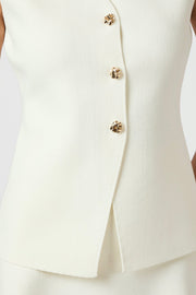 Sway Smooth Knit Waistcoat | Off White | Strik fra Neo Noir