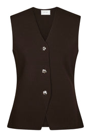 Sway Smooth Knit Waistcoat | Dark Brown | Strik fra Neo Noir