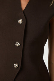 Sway Smooth Knit Waistcoat | Dark Brown | Strik fra Neo Noir