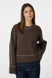 Roeme Knit Stitch Blouse | Brown Melange | Strik fra Neo Noir