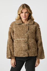 Castor Faux Fur Jacket | Taupe | Jakke fra Neo Noir