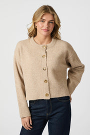 Muki Knit Cardigan | Sand Melange | Strik fra Neo Noir