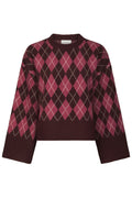 Kick Check Knit Blouse | Wine | Strik fra Neo Noir