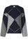 Inga Check Fluff Knit Blouse | Navy | Strik fra Neo Noir