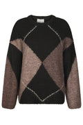 Inga Check Fluff Knit Blouse | Dark Brown | Strik fra Neo Noir
