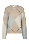 Inga Check Fluff Knit Blouse | Beige Melange | Strik fra Neo Noir