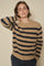 Thora Stripe Crewneck Knit  | Tannin | Strik fra Mos Mosh