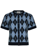 Allestar Check Knit Cardigan | Navy | Cardigan fra Neo Noir