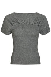 Anthea Knit Top | Dark Grey Melange | Bluse fra Neo Noir
