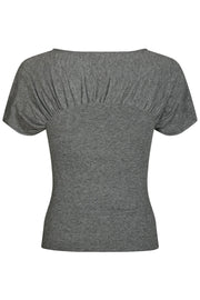 Anthea Knit Top | Dark Grey Melange | Bluse fra Neo Noir