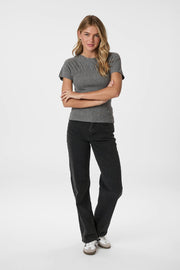 Anthea Knit Top | Dark Grey Melange | Bluse fra Neo Noir