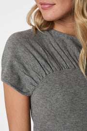 Anthea Knit Top | Dark Grey Melange | Bluse fra Neo Noir