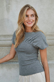 Anthea Knit Top | Dark Grey Melange | Bluse fra Neo Noir