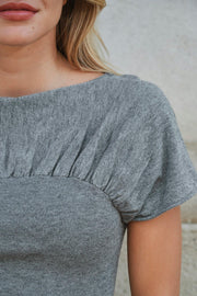 Anthea Knit Top | Dark Grey Melange | Bluse fra Neo Noir