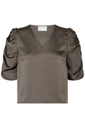 Elba Heavy Sateen Blouse | Warm Grey | Bluse fra Neo Noir – nedsat