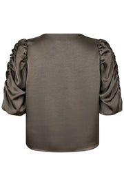 Elba Heavy Sateen Blouse | Warm Grey | Bluse fra Neo Noir