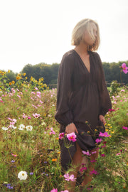 Silfi Crepe Dress | Dark Brown | Kjole fra Neo Noir