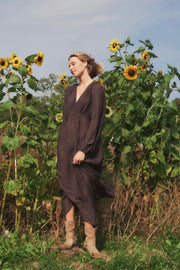 Silfi Crepe Dress | Dark Brown | Kjole fra Neo Noir