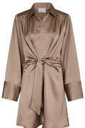 Biria Heavy Sateen Dress | Dark Taupe