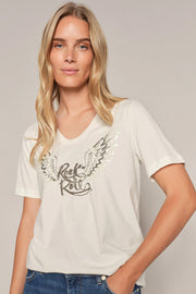 Faye O-SS Tee   | Ecru | T-shirt fra Mos Mosh