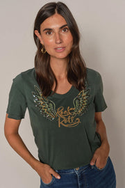 Faye O-SS Tee   | Dark Pine | T-shirt fra Mos Mosh