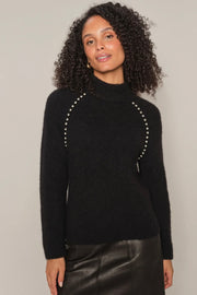 Zora Bead highneck knit  | Black | Strik fra Mos Mosh