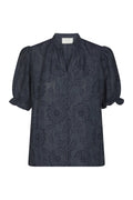 Zika Flower Stripe Blouse | Dark Blue | Bluse fra Neo Noir – nedsat