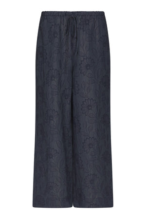 Heifa Flower Stripe Pants | Dark Blue | Bukser fra Neo Noir