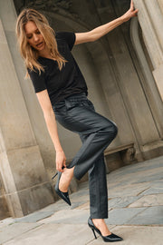 Zabel Leather Sweatpant l Black l Bukser fra Mos Mosh