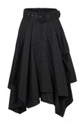 Asymmetric Cotton Skirt | Black | Nederdel fra Avery