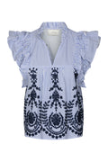Jayla Stripe Embroidery Top | Blue
