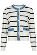 Zelma Stripe Denim Cardigan | Off White | Strik fra Neo Noir
