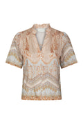 Torana Flower Border Blouse | Flower Peach | Bluse fra Neo Noir