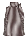 Veda Wide Stripe Top | Dark Brown | Top fra Neo Noir