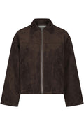 Titan Faux Suede Leather Jacket | Dark Brown