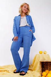 Melina Wide Linen Pant | Sky Blue | Bukser fra Black Colour