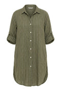 Clover Striped Linen Shirt | Olive