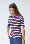 Granny Rib Emb SS T-shirt 33206 | OffWhite/Plum | T-Shirt fra Co'couture