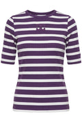Granny Rib Emb SS T-shirt 33206 | OffWhite/Plum | T-Shirt fra Co'couture