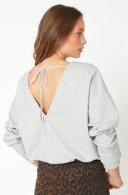 Dengi Open Back Sweat 37046 | Grey Melange | Sweatshirt fra Co'couture