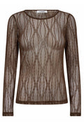 Marcy Mesh O-blouse 43043 | Mocca | T-Shirt fra Co'couture