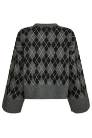 Kick Check Knit Blouse | Antracit | Strik fra Neo Noir