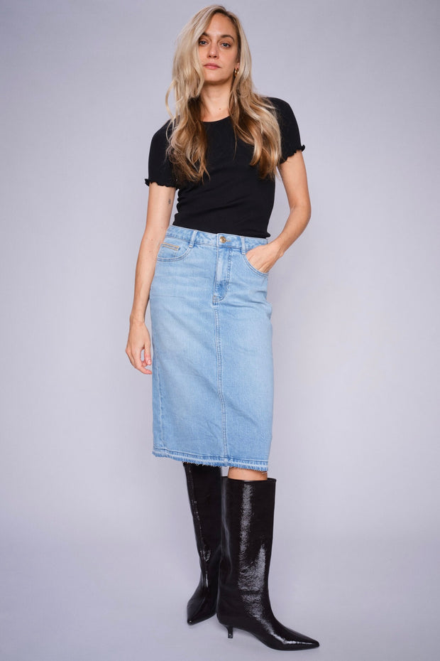 Ella Denim Skirt   | Light Blue | Nederdel fra Mos Mosh