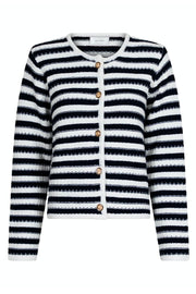Limone Stripe Knit Jacket 160950 | Navy/White | Jakke fra Neo Noir