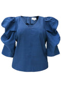 Winnie Vneck Blouse | Dusty Blue | Bluse fra Liberté