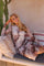Mesh Ls Long Dress l Brown Gold Marble l Kjole fra Liberté