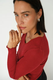 Elaine O-LS Seamless Tee | Rhythmic Red | T-shirt fra Mos Mosh