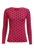 Mesh Ls Tshirt | Dark Pink Black Flock Heart | Bluse fra Liberté