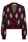 Row Check Cardigan 32212 | Weinrot | Strickmode von Co'couture