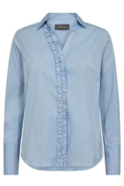 Sybel Satin Shirt | Cashmere Blue | Skjorte fra Mos Mosh